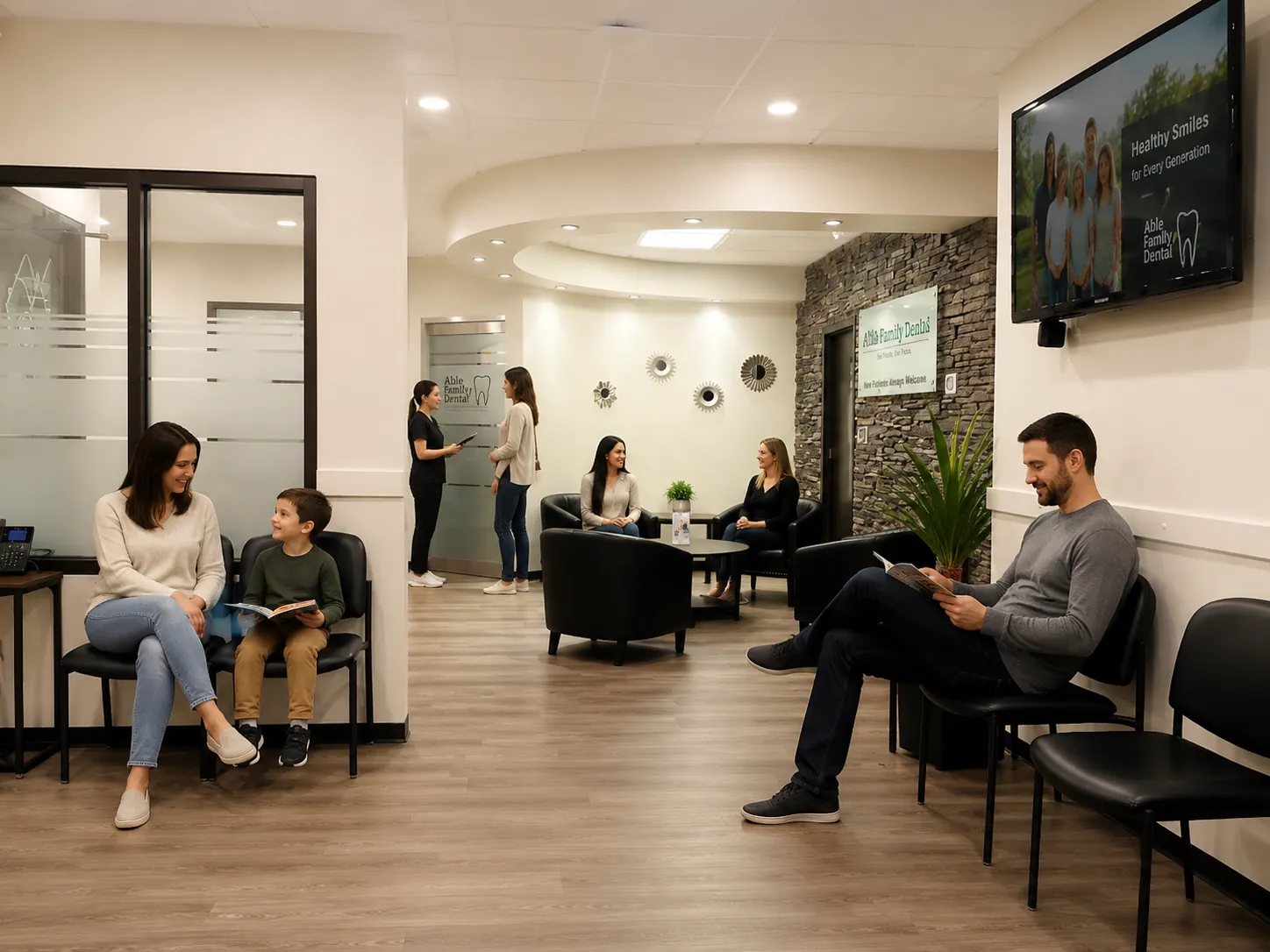 Patient waiting room at Able Family Dental in Lethbridge